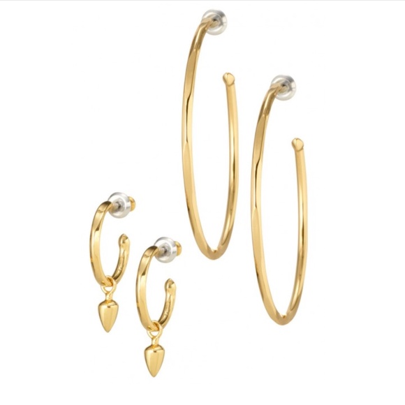 Stella & Dot Orbit Hoop Earrings - Gold - Picture 1 of 7